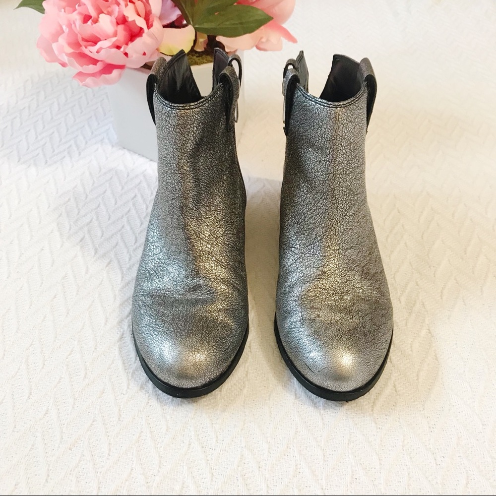 Sam Edelman "James" Silver Metallic Ankle Booties - Picture 3 of 8